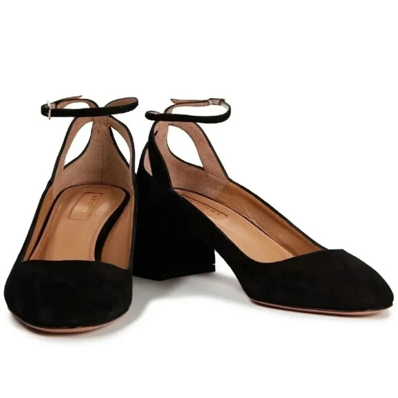 AquazzuraWomen's Black Trinity Cutout Suede Pumps